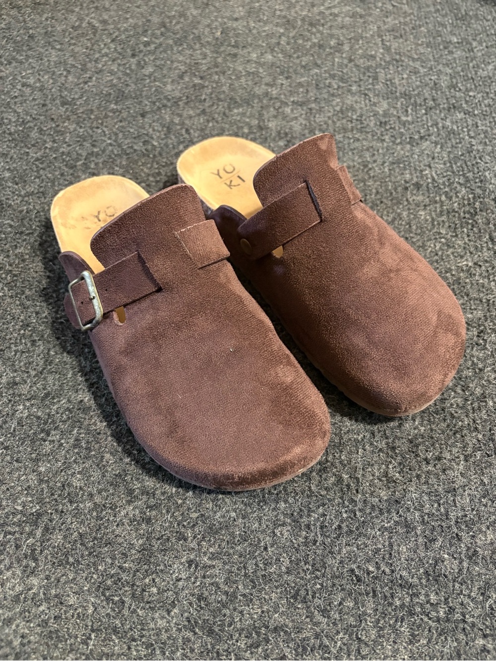 Yoki Brown Suede Clog Mules